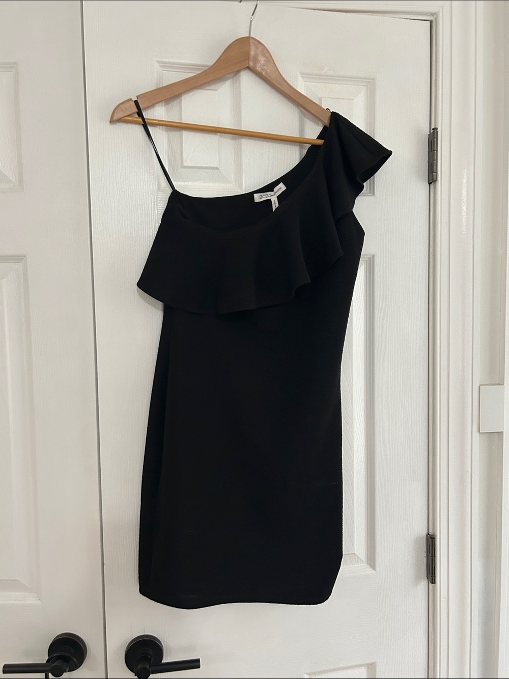 BCBGenerstion Black One-Shoulder Ruffle Cocktail Dress